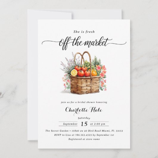 マーケットお洒落農家ブライダルシャワー招待 招待状 (正面)