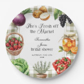 マーケットからお届け ギンガム ブライダルシャワー ペーパープレート (正面)