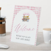 マーケットからお届け ピンクのギンガム ウェルカムサイン 台座サイン (インサイチュ)