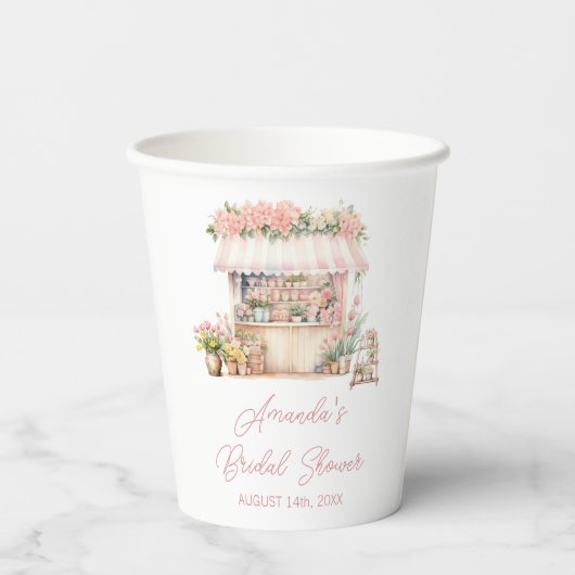 マーケットからお花に囲まれたフレッシュな花嫁のシャワーパーティー 紙コップ (裏面)