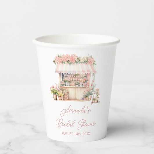 マーケットからお花に囲まれたフレッシュな花嫁のシャワー 紙コップ (正面)