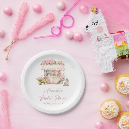 マーケットからお花のブライダルシャワープレート ペーパープレート (パーティー)