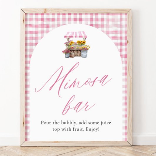 マーケットから届いたてのミモザサイン ピンクのギンガム ポスター