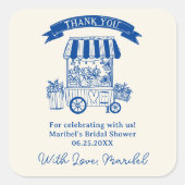 マーケットから消えた花の落書き ブライダルシャワー スクエアシール (正面)