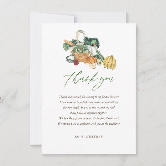 マーケットから消えた！ プレ花嫁のシャワー サンキューカード (正面)