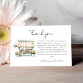 マーケットフラワーショップウォーターカラーブライダルシャワー サンキューカード