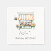 マーケットフラワーショップウォーターカラーブライダルシャワー スタンダードカクテルナプキン (正面)