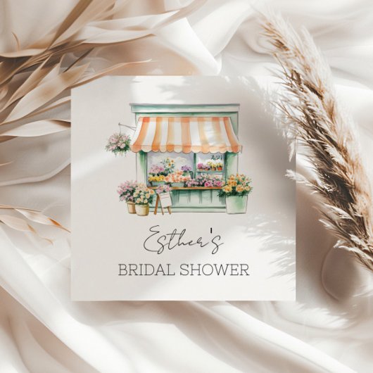 マーケットフラワーショップウォーターカラーブライダルシャワー スタンダードカクテルナプキン