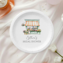 マーケットフラワーショップウォーターカラーブライダルシャワー ペーパープレート