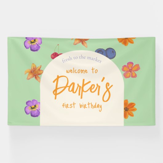 マーケット初登場の1歳の誕生日テーマ - フラワル 横断幕 (横)