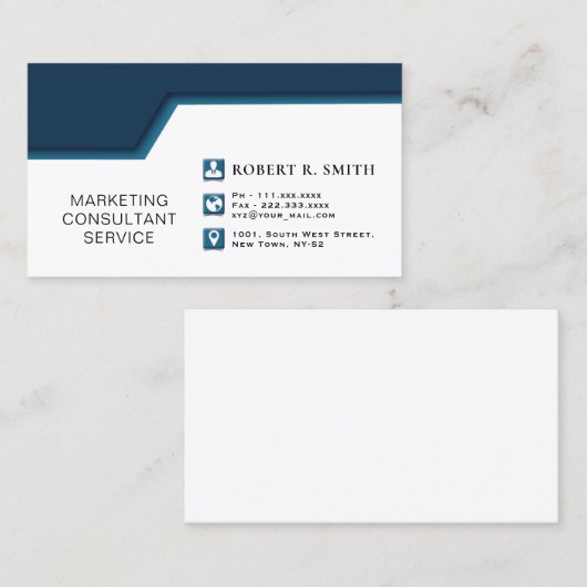 マーケティングコンサルタントBlueおよびWhiteBusinessカード 名刺 (正面/裏面)