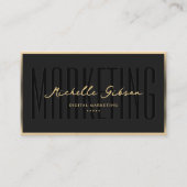 マーケティングプロフェッショナルエレガントブラックフェイク金ゴールド 名刺 (正面)