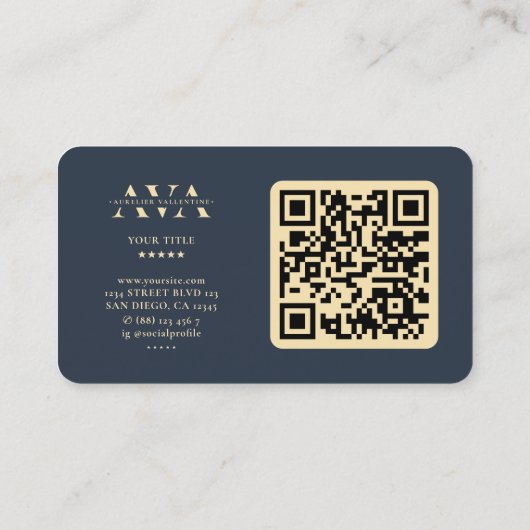 マーケティングプロフェッショナルモノグラムダークブルーモダン 名刺 (裏面)