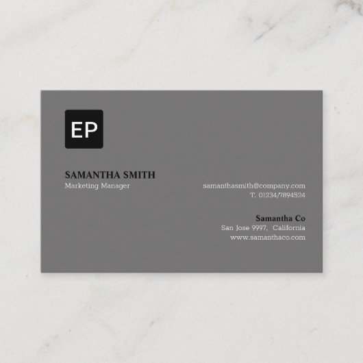 マーケティングマネージャーGrey and Black Euro 名刺 (正面)