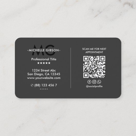 マーケティングミニマルプロフェッショナルブラックダークグレー 名刺 (裏面)