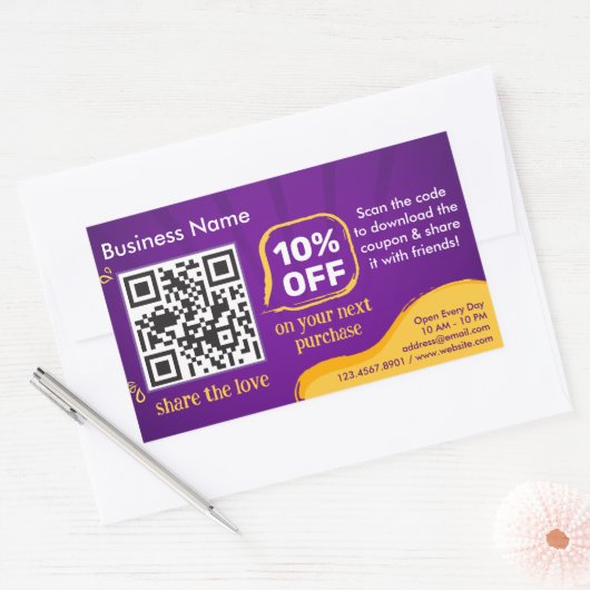 マーケティング割引QRコードによる顧客のスキャン 長方形シール (封筒)