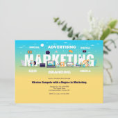 マーケティング専攻の卒業招待状 招待状 (スタンド正面)