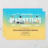 マーケティング専攻の卒業招待状 招待状 (正面/裏面)