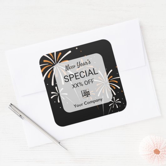 マーケティング担保新年の発表 スクエアシール (封筒)