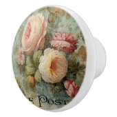 マーケフランスのットフラワーヴィンテージピンクと白フローラ セラミックノブ (右)