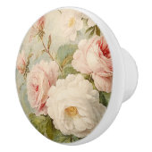 マーケフランスのットフラワーヴィンテージピンクと白フローラ セラミックノブ (右)