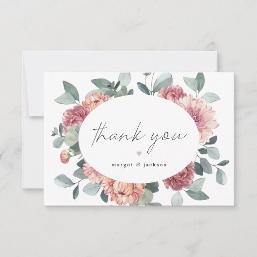 マーゴッ素朴トダスティバラ赤面フローラボヘミアン サンキューカード (正面)