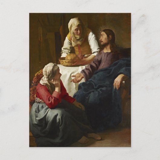 マーサおよびメリー(Vermeer)の家のキリスト ポストカード (正面)