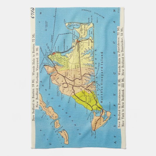 マーサのブドウ園のマーサのブドウ園の地図 キッチンタオル (縦)