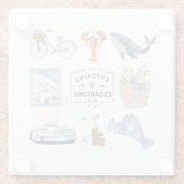 マーサのブドウ畑の水の色のアイコン ガラスコースター (裏面)