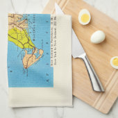 マーサのヴィネヤードアイランドのオート地図 キッチンタオル (四つ折り)