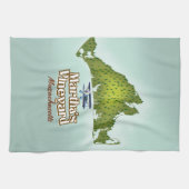 マーサのヴィンヤード・マサチューセッツ旅行ポスター キッチンタオル (横)