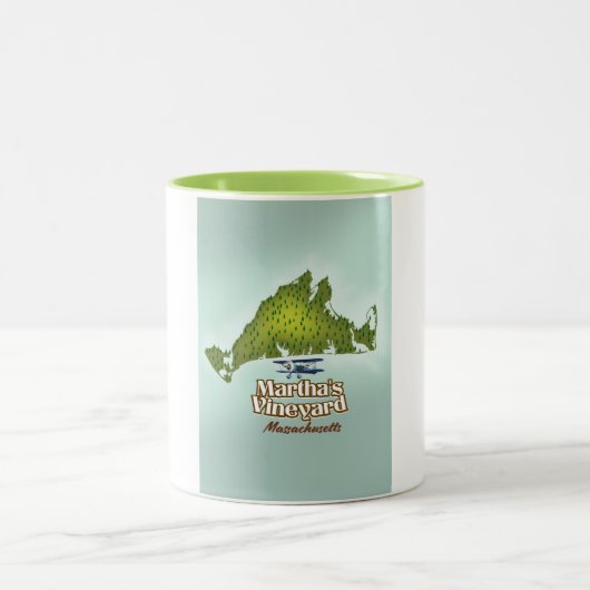 マーサのヴィンヤード・マサチューセッツ旅行ポスター ツートーンマグカップ (中央)