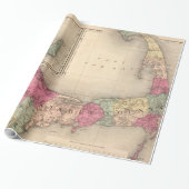 マーサの葡萄園·ナンタケット地図（1871年） ラッピングペーパー (アンロールド)