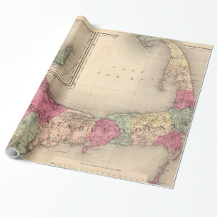 マーサの葡萄園·ナンタケット地図（1871年） ラッピングペーパー