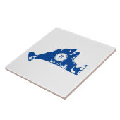 マーサズヴィネヤードネイビーマップモノグラムイニシャル タイル (側面)