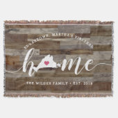 マーサズヴィネヤードホームタウンウッドパーソナライズされたルック スローブランケット (正面)