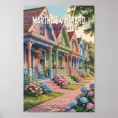 マーサズヴィネヤードマサチューセッツイラストレーションレトロ ポスター (正面)