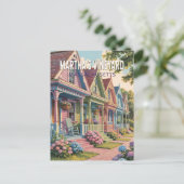 マーサズヴィネヤードマサチューセッツイラストレーションレトロ ポストカード (スタンド正面)