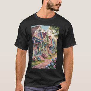 マーサズヴィネヤードマサチューセッツイラストレーションレトロ Tシャツ