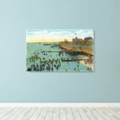 マーサズヴィンヤード、ビーチの空中表示 キャンバスプリント (インサイチュ (ウッドフロア))