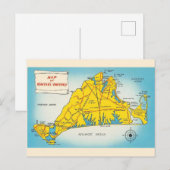 マーサズ・ヴィニヤードの地図 ポストカード (正面/裏面)