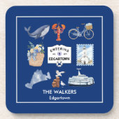 マーサパーソナライズされたのブドウ畑の水の色のアイコン コースター (正面)