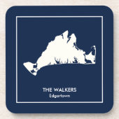 マーサパーソナライズされたのヴィネヤードシルエット コースター (正面)