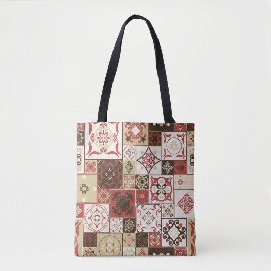 マーサラ茶色ベージュスタイルMoroccのタイルPATTERN トートバッグ (正面)