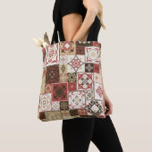 マーサラ茶色ベージュスタイルMoroccのタイルPATTERN トートバッグ (クローズアップ)