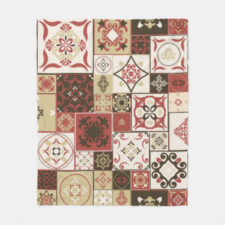 マーサラ茶色ベージュスタイルMoroccのタイルPATTERN フリースブランケット