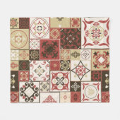 マーサラ茶色ベージュスタイルMoroccのタイルPATTERN フリースブランケット (正面(横))