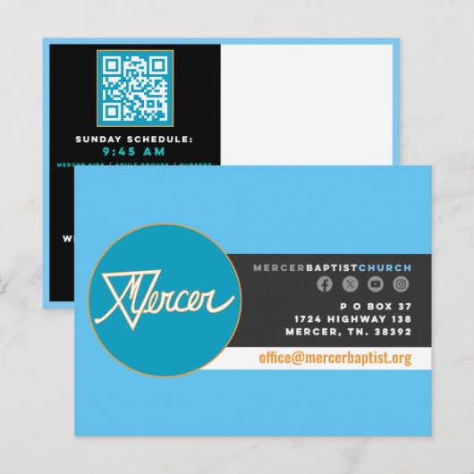 マーサーバプティスト教会招待状はがき インビテーションポストカード (正面/裏面)