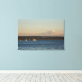 マーサー島とワシントン湖に帆船 キャンバスプリント (インサイチュ (ウッドフロア))