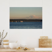 マーサー島とワシントン湖に帆船 ポスター (キッチン)